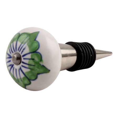 Green Lisianthus Ceramic Wine Stopper